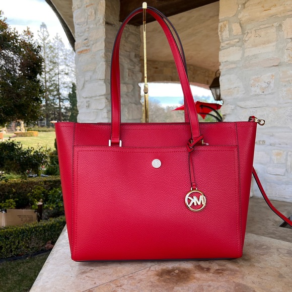 Michael Kors Maisie Large 3 in 1 tote handbag flame red - Picture 4 of 14